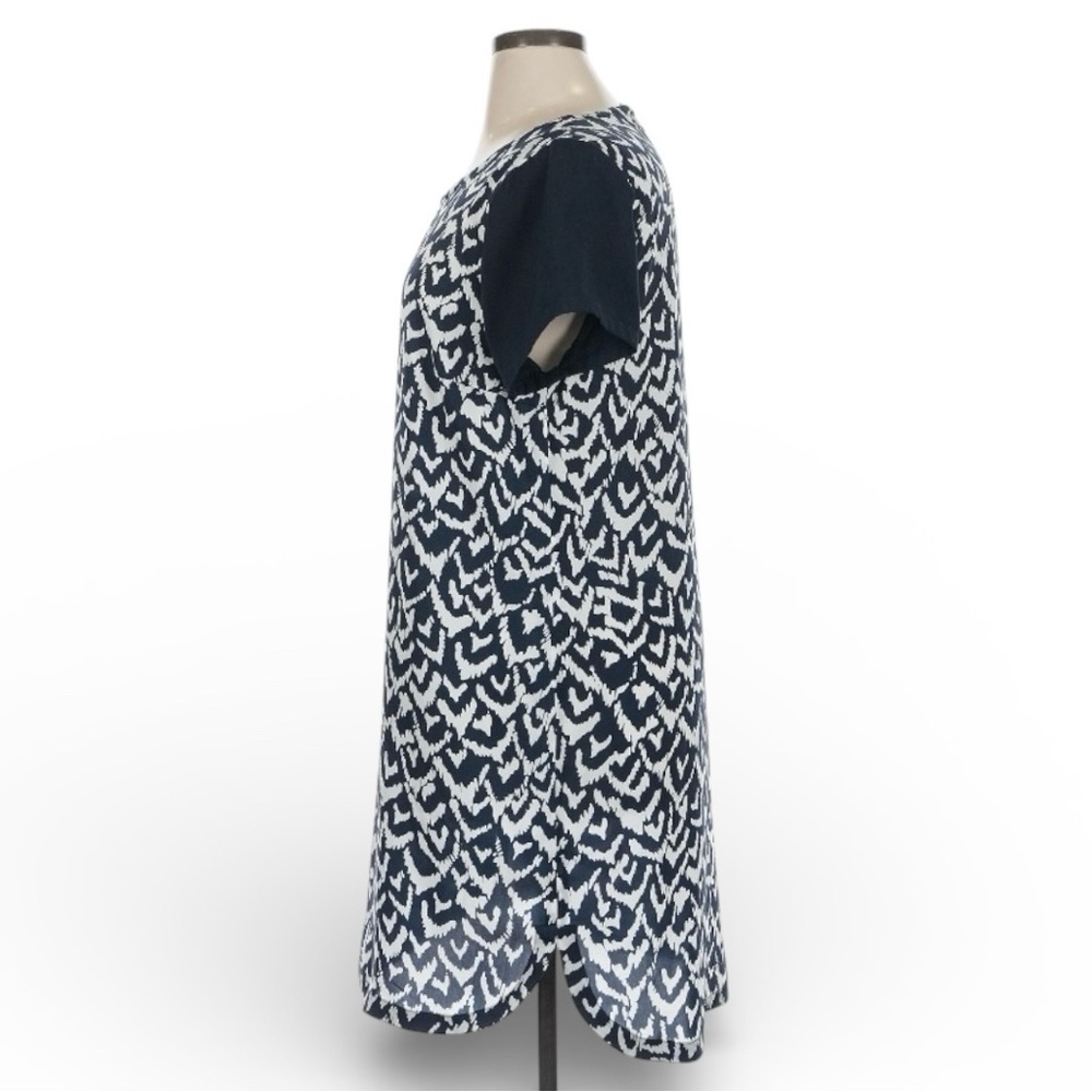 DKNYC Shift Dress Navy White Abstract Print Short Sleeve Work Casual Size XL - Picture 4 of 9